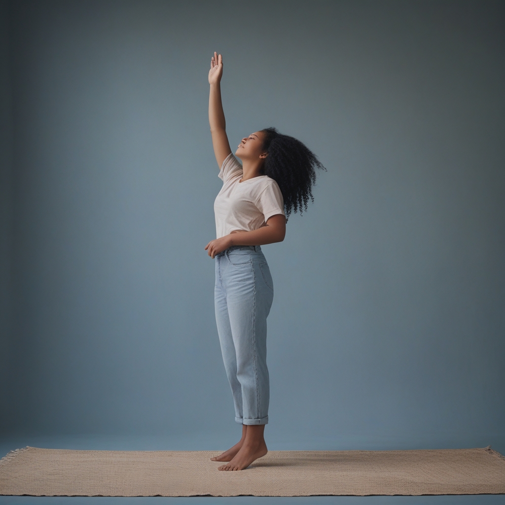 Person in einer statischen Planken-Haltung auf einer Matte, Seitenansicht mit fokussierter Körperspannung, neutraler Hintergrund in gedämpftem Dunkelgrau-Blau-Ton